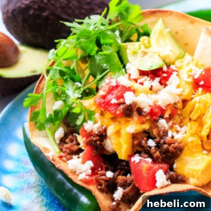 Spicy Chorizo Ranchero Skillet 2 Chorizo and Eggs Ranchero, a flavorful Mexican breakfast with crispy tortilla and fresh toppings.