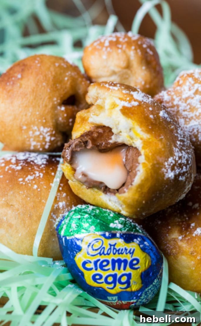 Crispy Cadbury Creme Egg Indulgence 6 Deep Fried Cadbury Creme Eggs - finished and dusted with powdered sugar