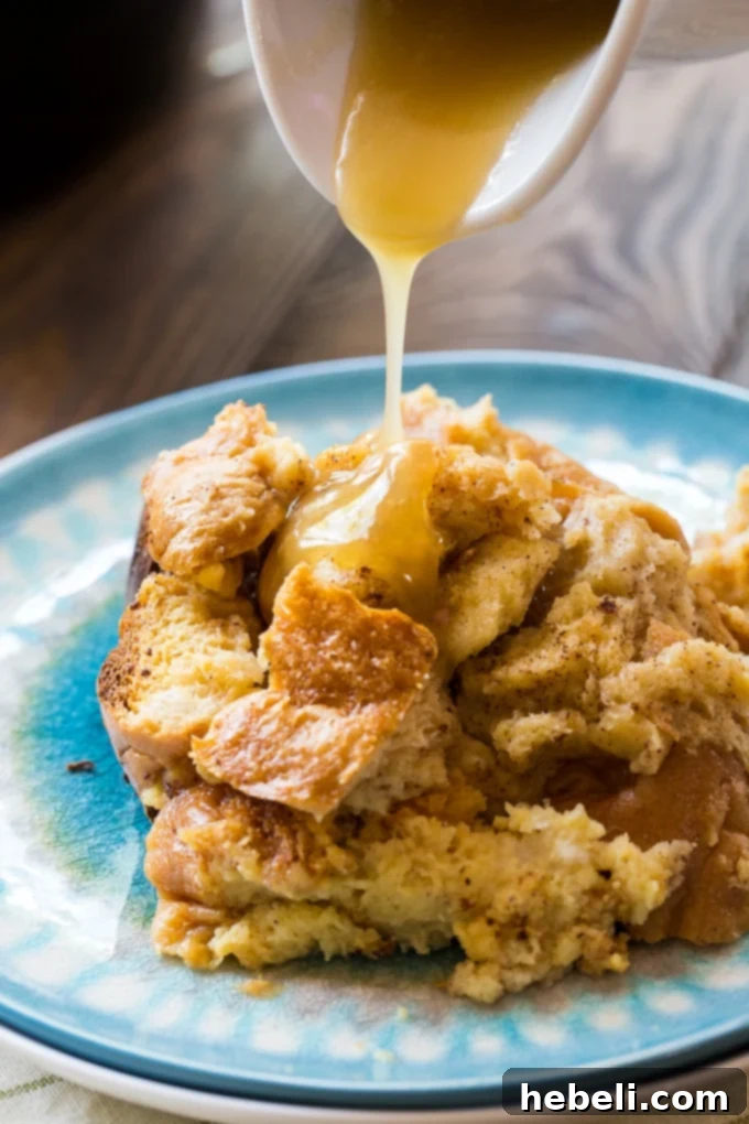 Luscious Slow Cooker Tres Leches Bread Pudding 4 Close-up of Slow Cooker Tres Leches Bread Pudding, highlighting its incredibly moist and flavorful texture