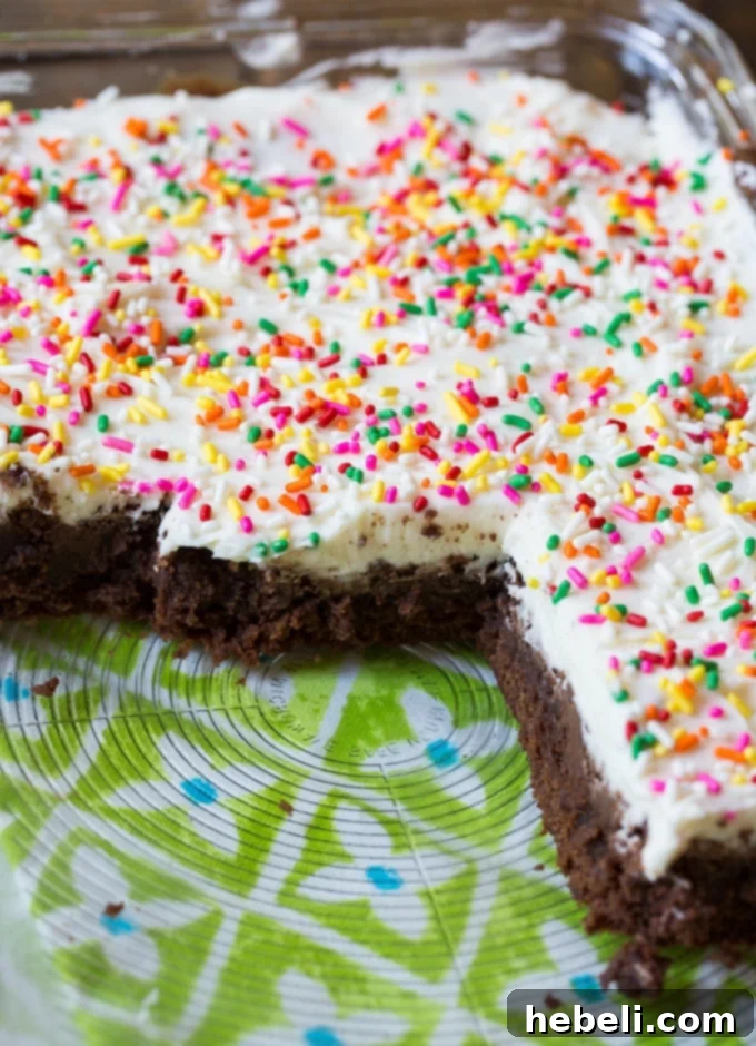 Close-up of Celebration Brownies with buttercream frosting