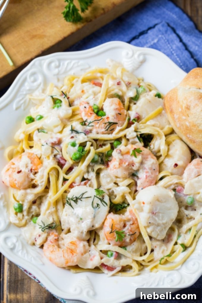 Lowcountry Fettuccine with shrimp and scallops in a creamy sauce