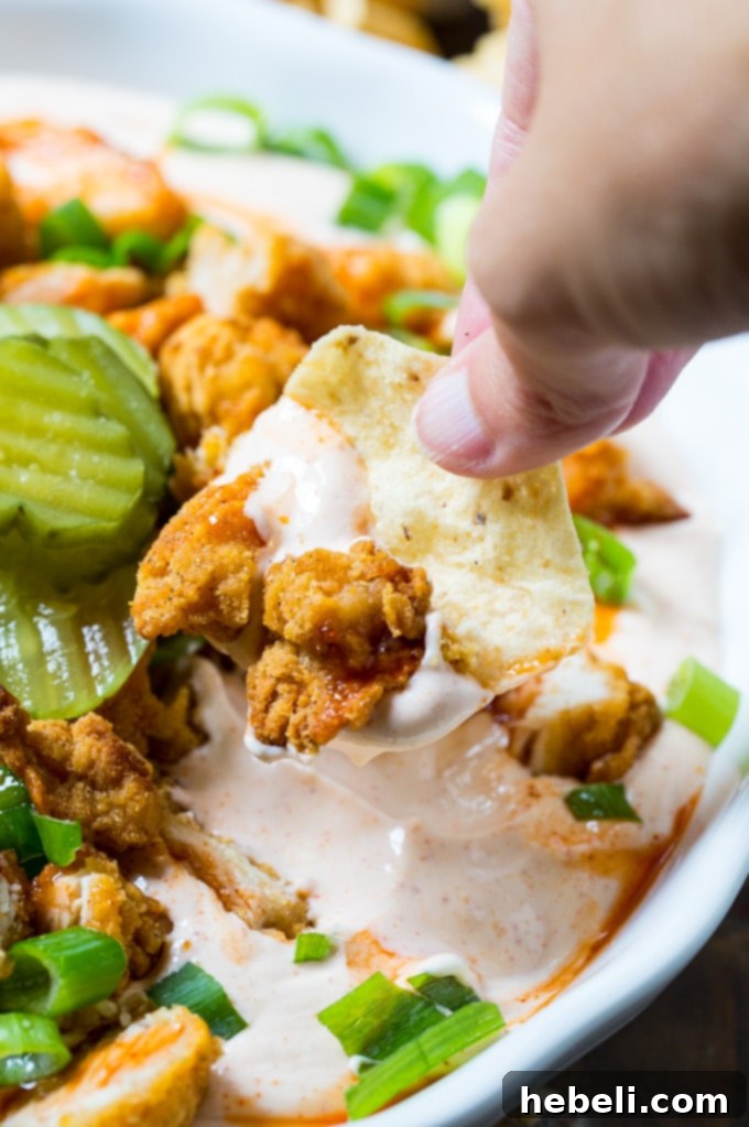 Nashville Hot Chicken Dip recipe, perfect for game day gatherings.