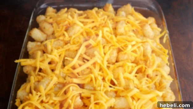 Casserole with melted cheese on top after the final bake.