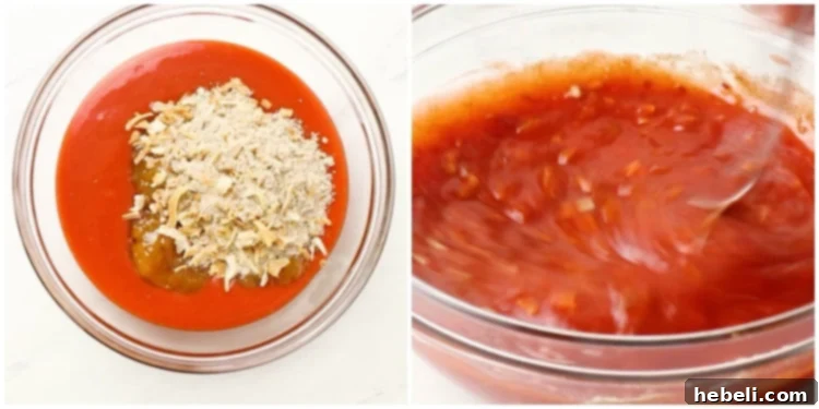 Mixing the sauce ingredients for Crockpot Catalina Chicken.