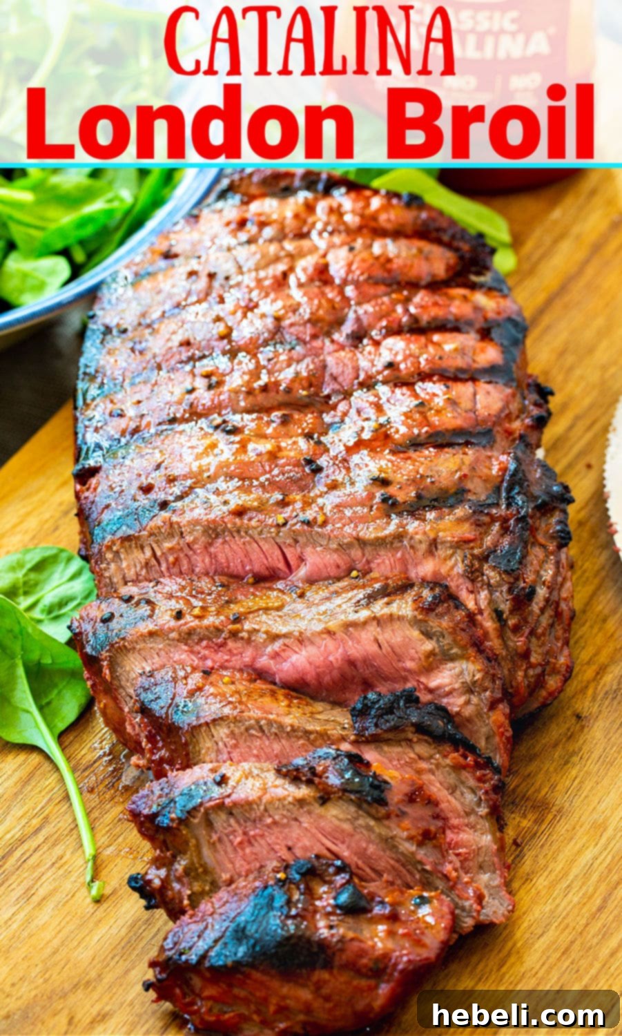 London Broil marinating in Catalina dressing inside a zip-top bag.