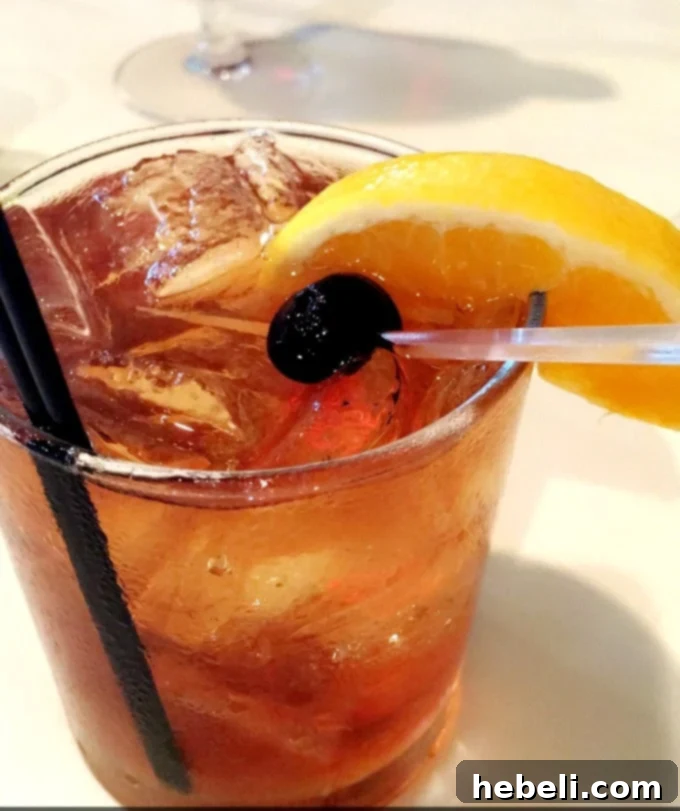 Peach Old-Fashioned served at Lilly's Bistro in Louisville, Kentucky.