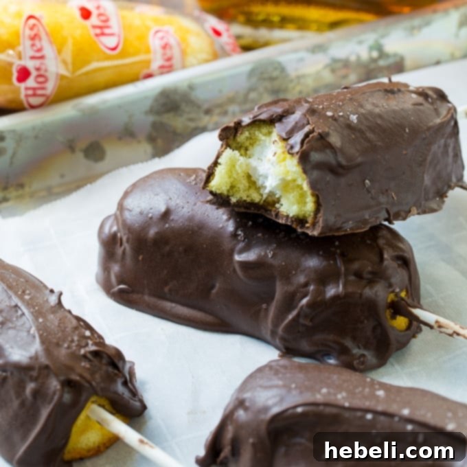 Decadent Chocolate Covered Bourbon Soaked Twinkies ready to be enjoyed