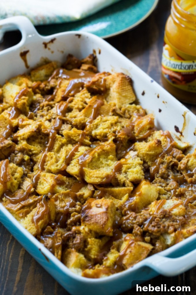 Decadent Butterscotch French Toast Bake 3 Overnight Butterscotch French Toast Casserole soaking in batter.