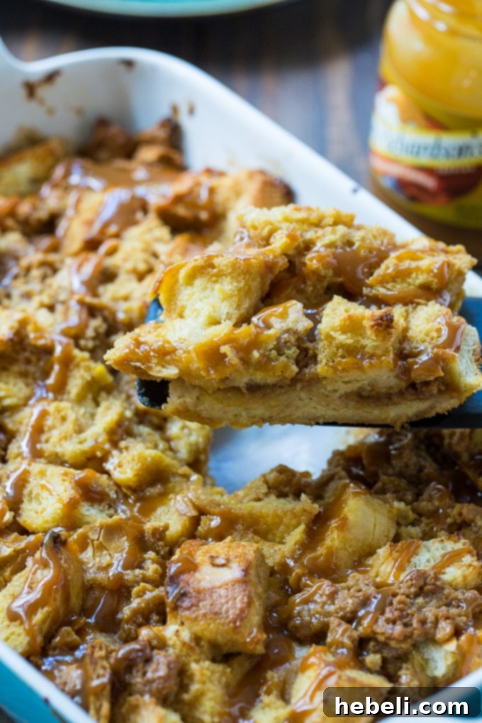 Decadent Butterscotch French Toast Bake 4 Baked Butterscotch French Toast Casserole with a golden graham cracker topping.