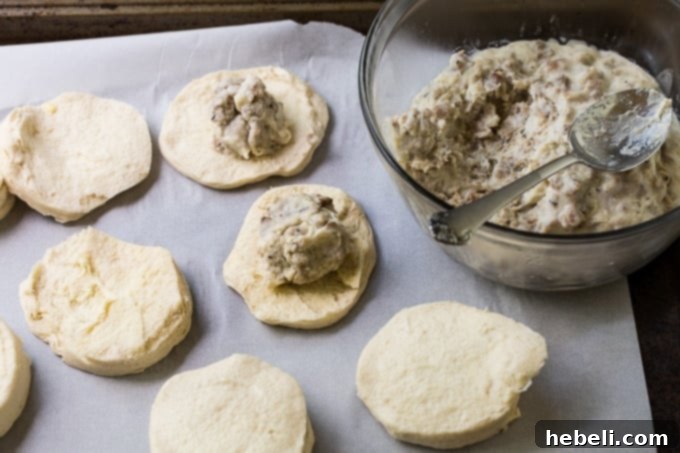 Biscuits Bursting with Sausage Gravy 3 Easy-to-make Sausage Gravy Stuffed Biscuits using refrigerated dough