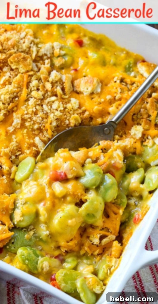 Hearty Lima Bean Bake 6 Another appealing shot of the Lima Bean Casserole in a serving dish.
