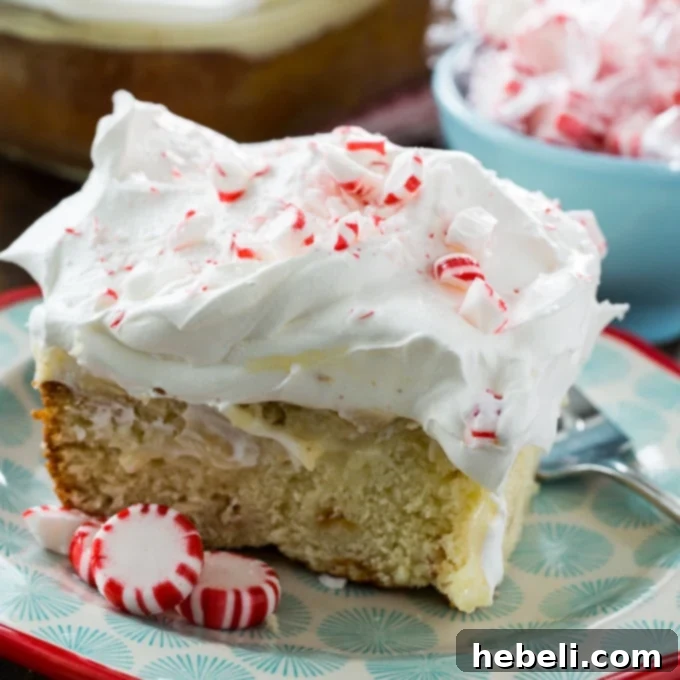 Frosty White Chocolate Peppermint Poke Cake 2 White Chocolate Peppermint Poke Cake