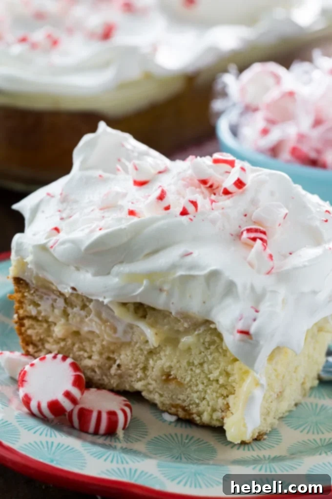 Frosty White Chocolate Peppermint Poke Cake 3 White Chocolate Peppermint Poke Cake