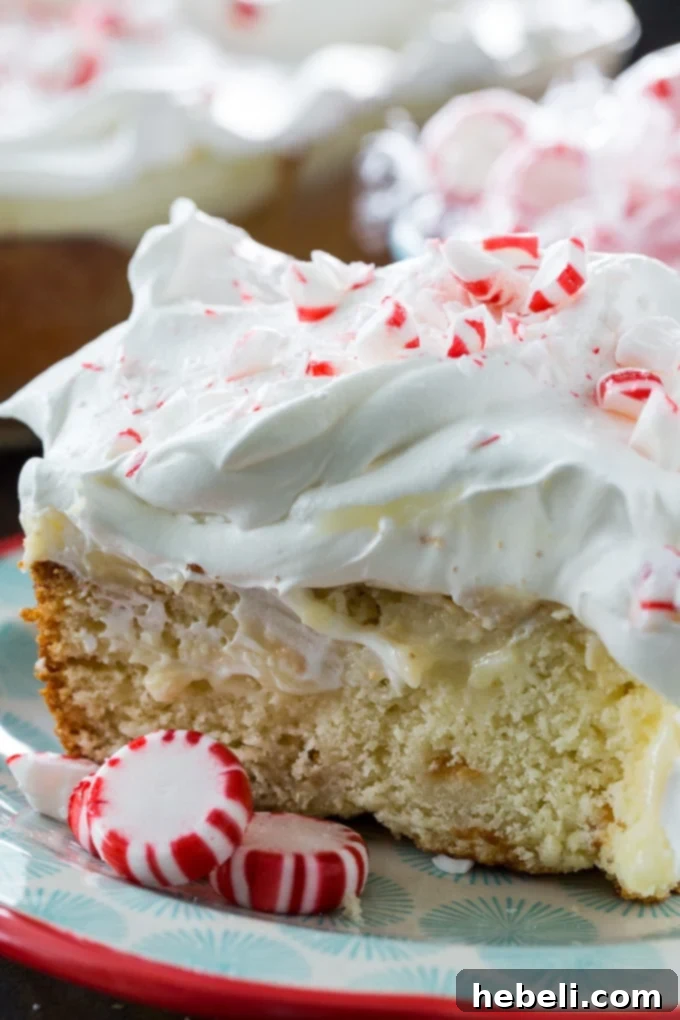 Frosty White Chocolate Peppermint Poke Cake 4 White Chocolate Peppermint Poke Cake