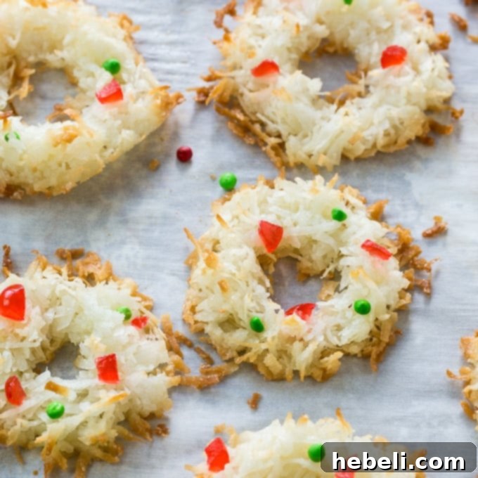 Macaroon Wreath Delights 2 Festive Wreath Macaroons decorated with sprinkles for Christmas