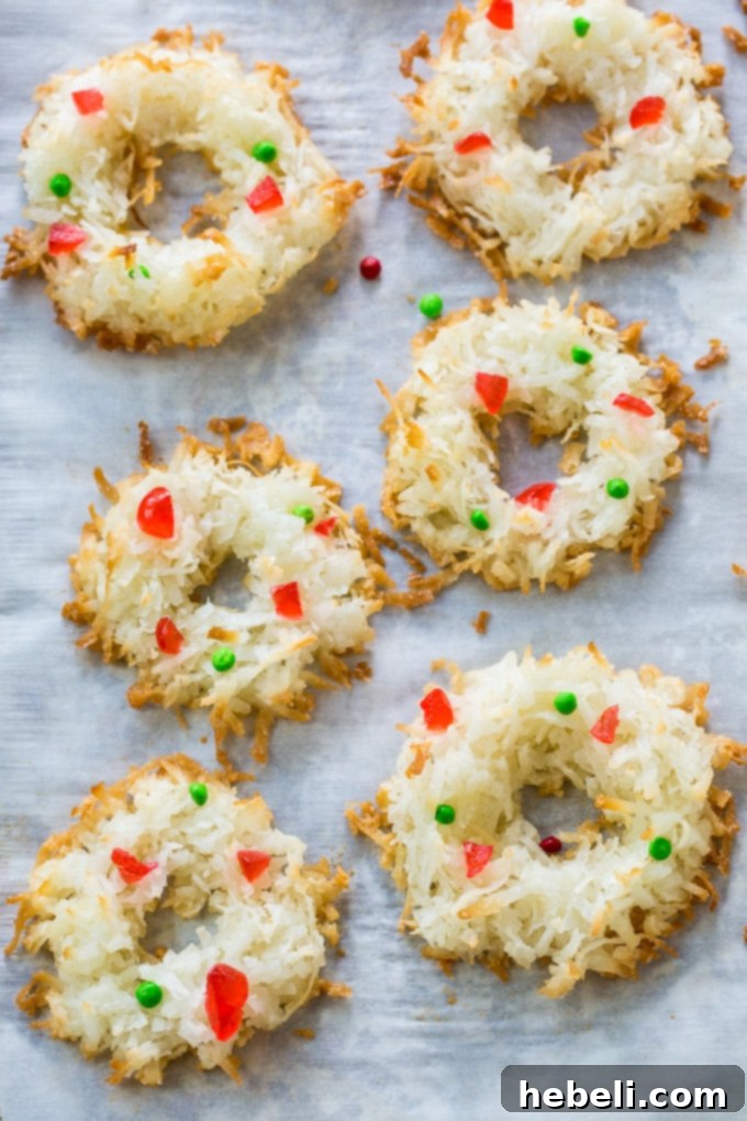 Macaroon Wreath Delights 4 Gluten-free Wreath Macaroons cooling on parchment paper after baking