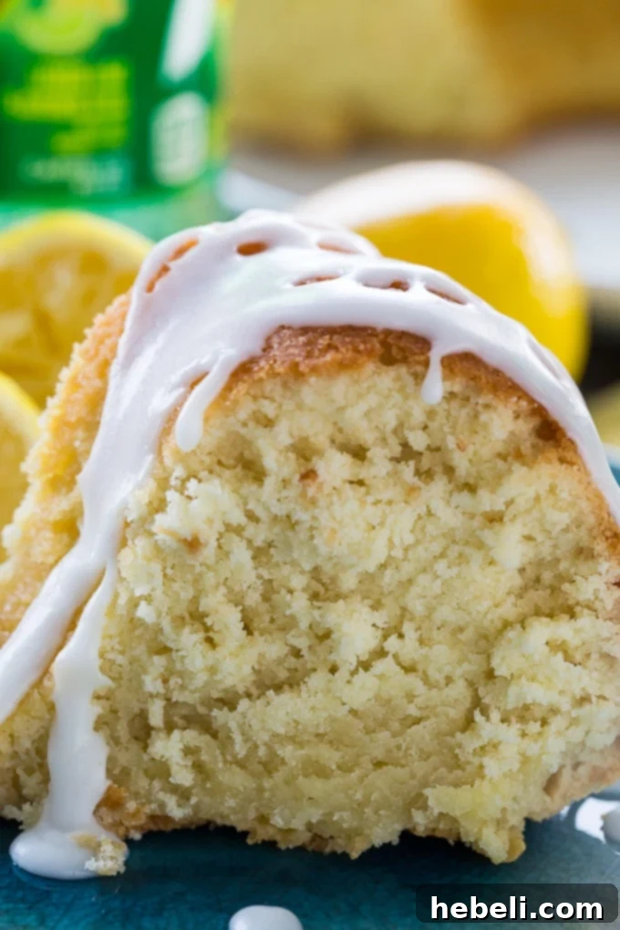 Sparkling Citrus Cake 11 A close-up shot of an old-fashioned 7UP cake, showcasing its delightful texture and inviting aroma.