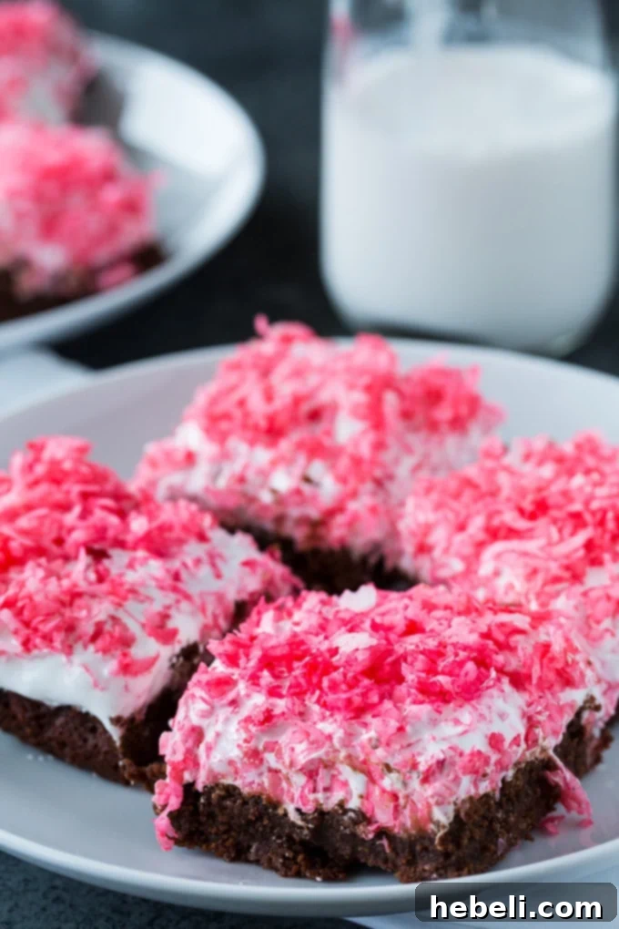 Pink Coconut Marshmallow Brownies 3 Sno Ball Brownies with pink coconut