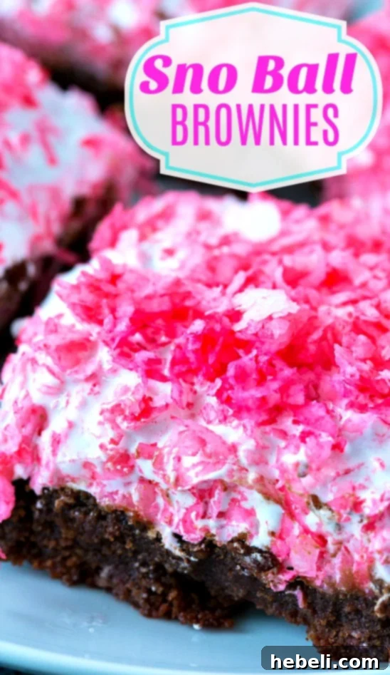 Pink Coconut Marshmallow Brownies 4 Sno Ball Brownies topped with marsmallow creme and coconut
