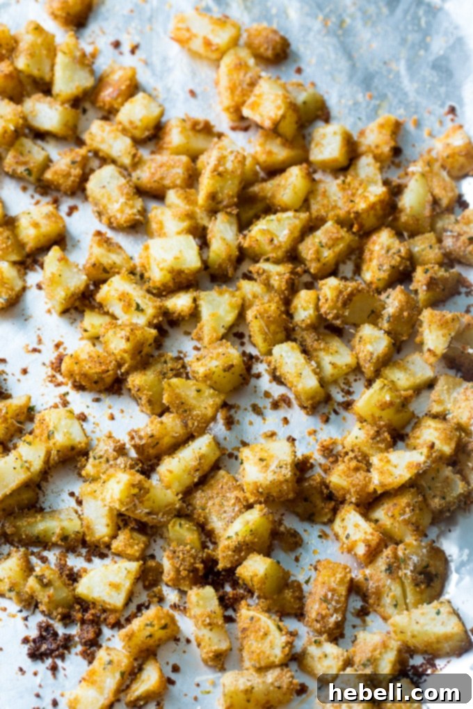 Crispy Ranch Baked Potatoes 3 Close-up of golden brown Shake and Bake Ranch Potatoes