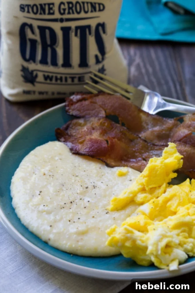 Best grits ever: A close-up of perfectly cooked Instant Pot Grits, rich and smooth.