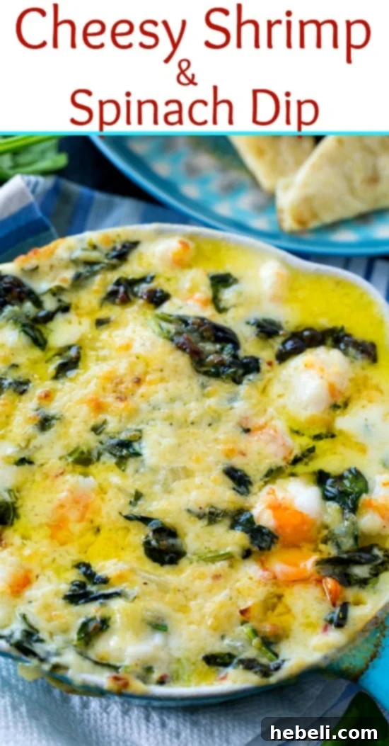 Decadent Cheesy Shrimp and Spinach Dip 6 Cheesy Shrimp and Spinach Dip with a view from above