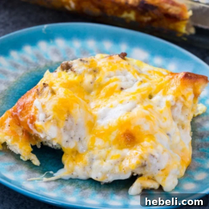A freshly baked Biscuits and Gravy Casserole, ready to be served at a family brunch.
