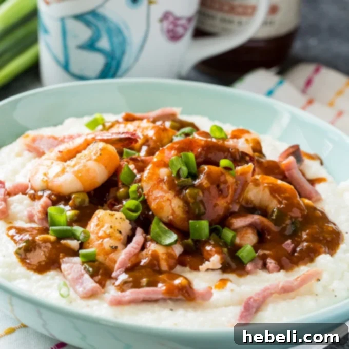 Shrimp and Grits with Red-Eye Gravy, a flavorful Southern dish