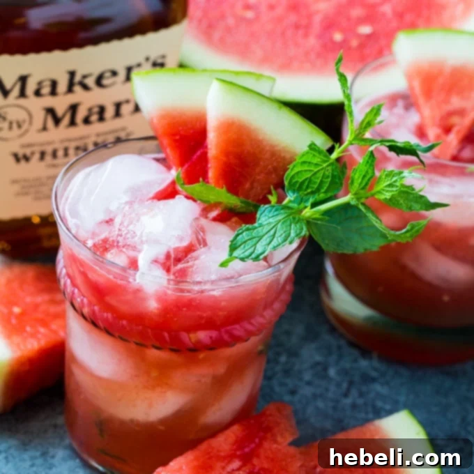 Refreshing Watermelon Mint Julep cocktail