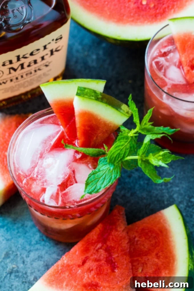 Watermelon Mint Julep with bourbon