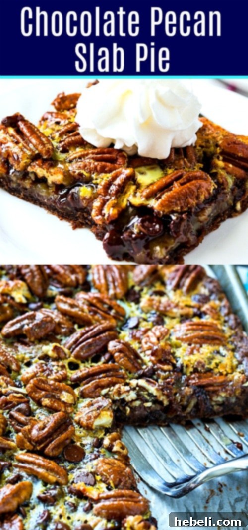 Chocolate Pecan Slab Pie with a chocolate crust for holiday celebrations