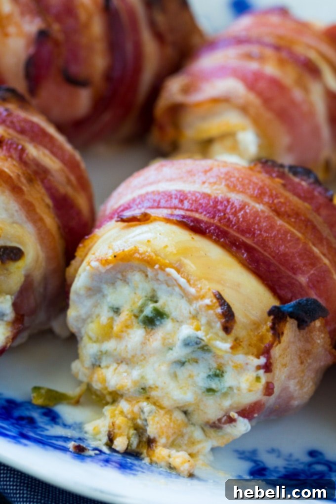 Bacon Wrapped Jalapeno Popper Stuffed Chicken makes a low carb meal that's easy to make