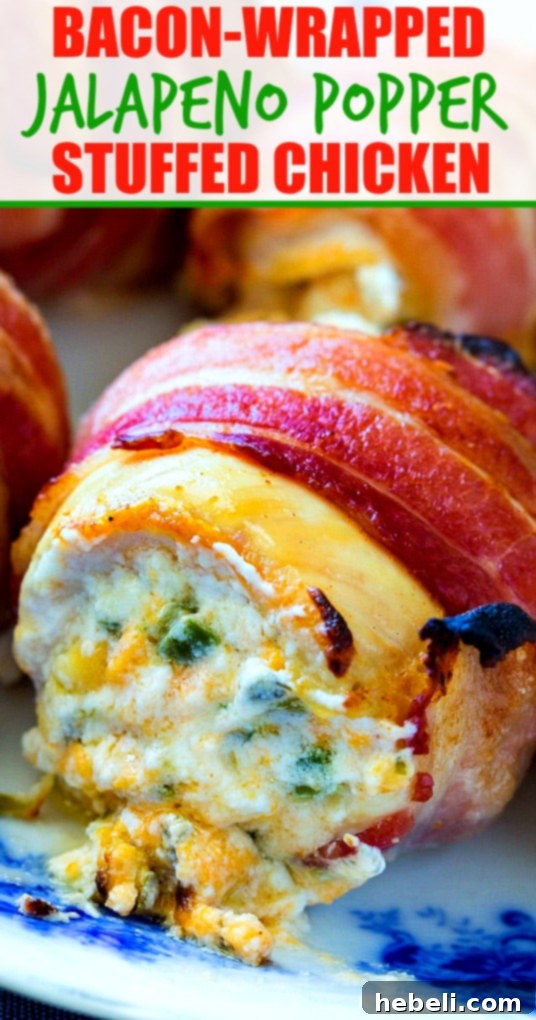 Bacon-Wrapped Jalapeno Popper Stuffed Chicken - perfect for keto diets