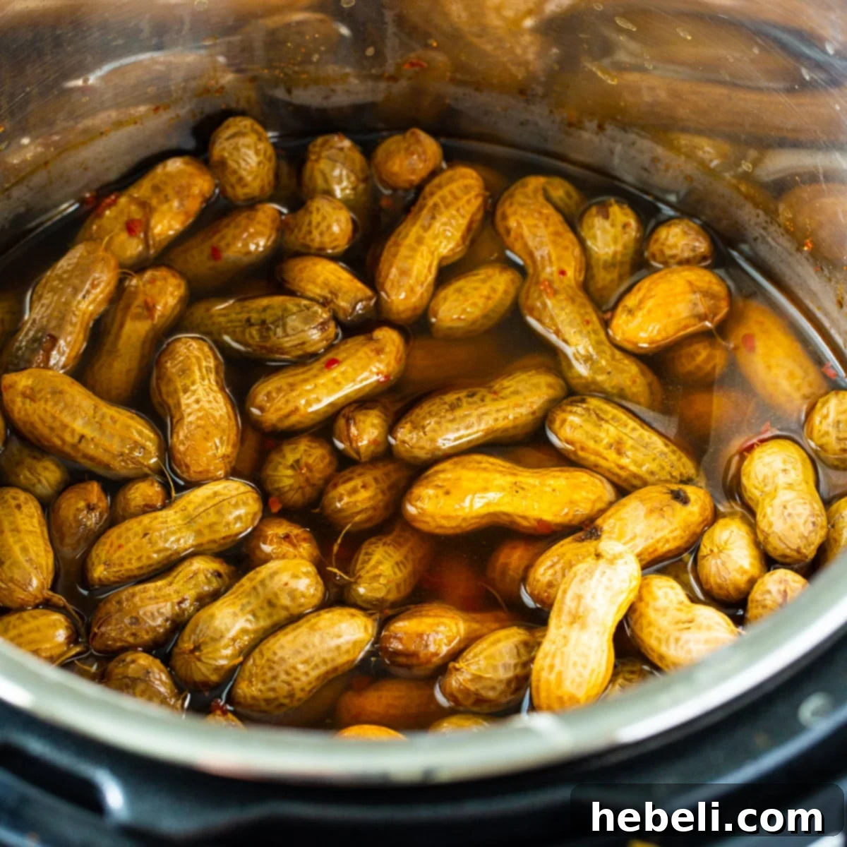 Perfectly seasoned Instant Pot Boiled Peanuts ready to eat.