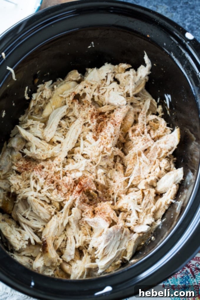 Slow Cooker Alabama White Pulled Chicken 4 Seasoned bone-in chicken breasts in a slow cooker, ready to cook