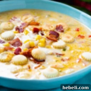 Delicious Crab and Corn Chowder in a serving bowl
