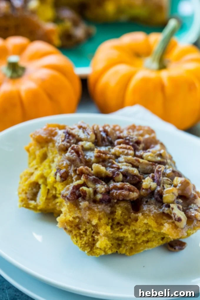 Close-up of Caramel Pecan Pumpkin Pull-Aparts showing the rich, sticky caramel and pecan topping after baking.