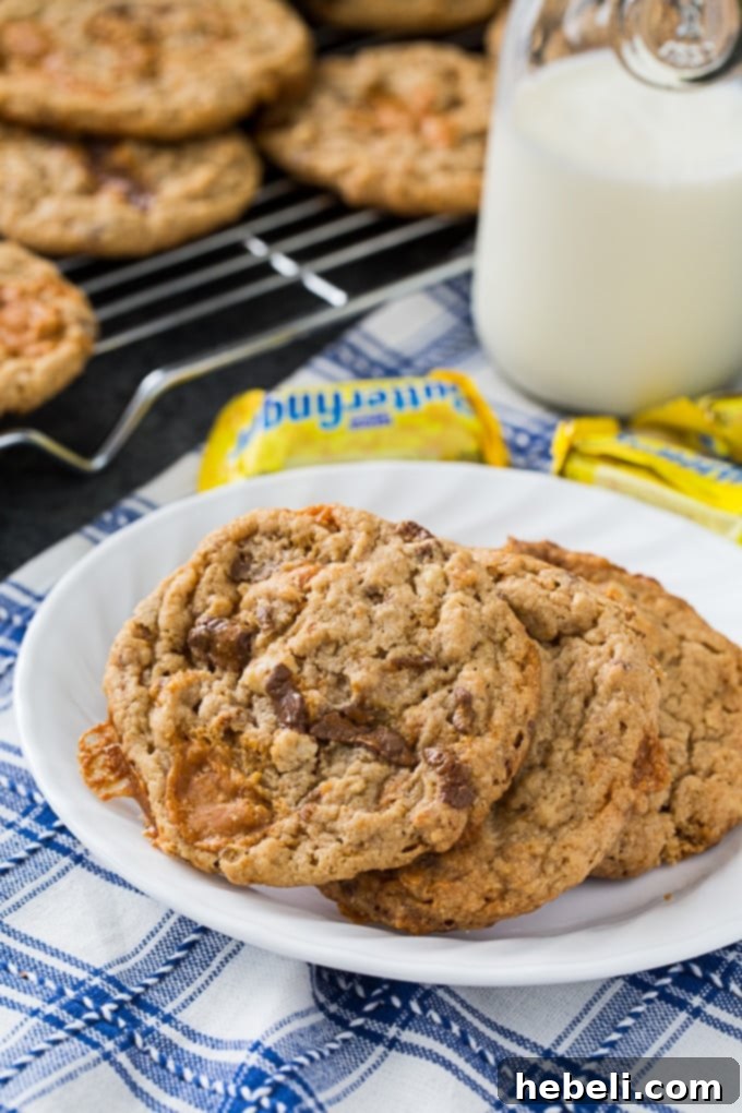 Assortment of Butterfinger candy bars and chopped pieces, ready for baking Butterfinger Cookies