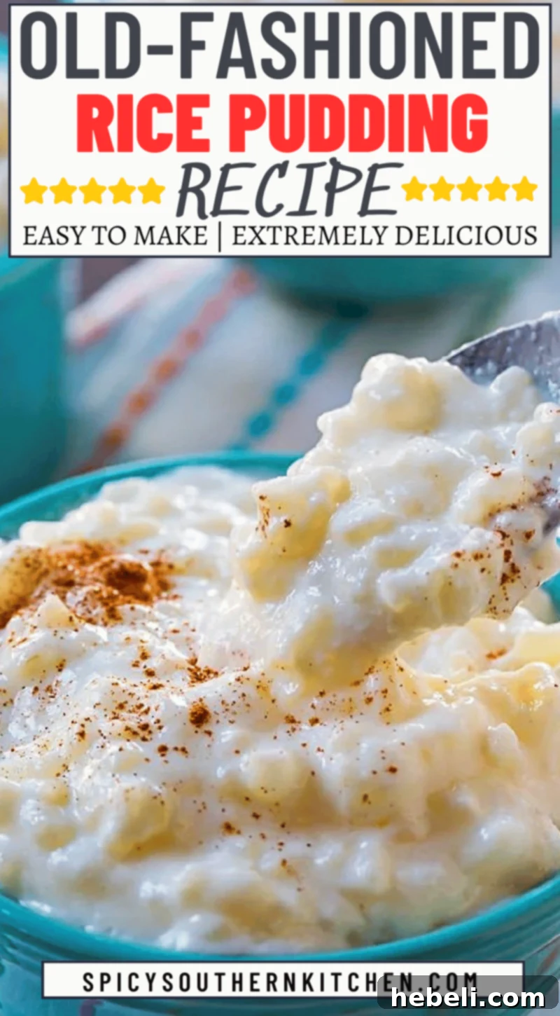 Grandma's Rice Pudding 5 A close-up of a spoon scooping a generous portion of Old-Fashioned Rice Pudding from a bowl, showcasing its rich, thick, and creamy texture.