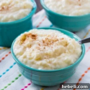 Grandma's Rice Pudding 7 A beautifully presented bowl of creamy Old-Fashioned Rice Pudding.