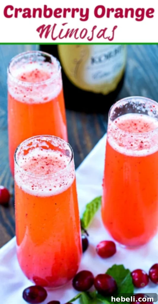 Cranberry Orange Mimosas with festive garnishes