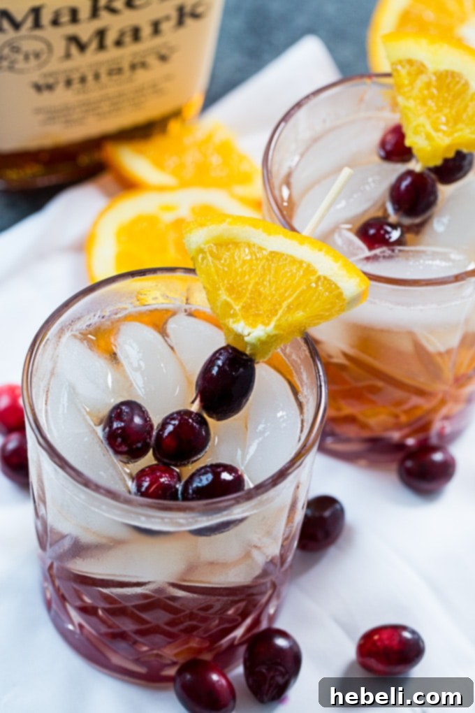 Cranberry Old-Fashioned with bourbon