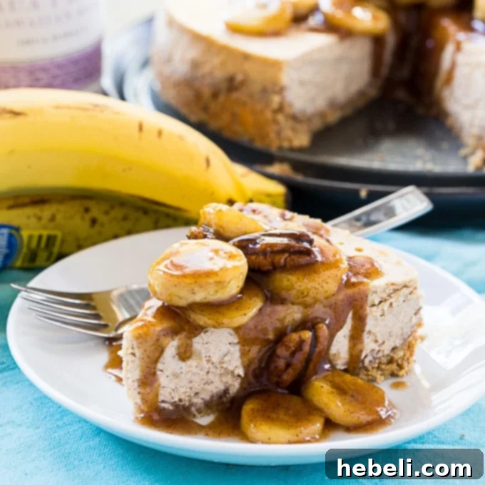 Decadent Bananas Foster Cheesecake 2 Bananas Foster Cheesecake, an ideal dessert for Mardi Gras or New Orleans themed parties.