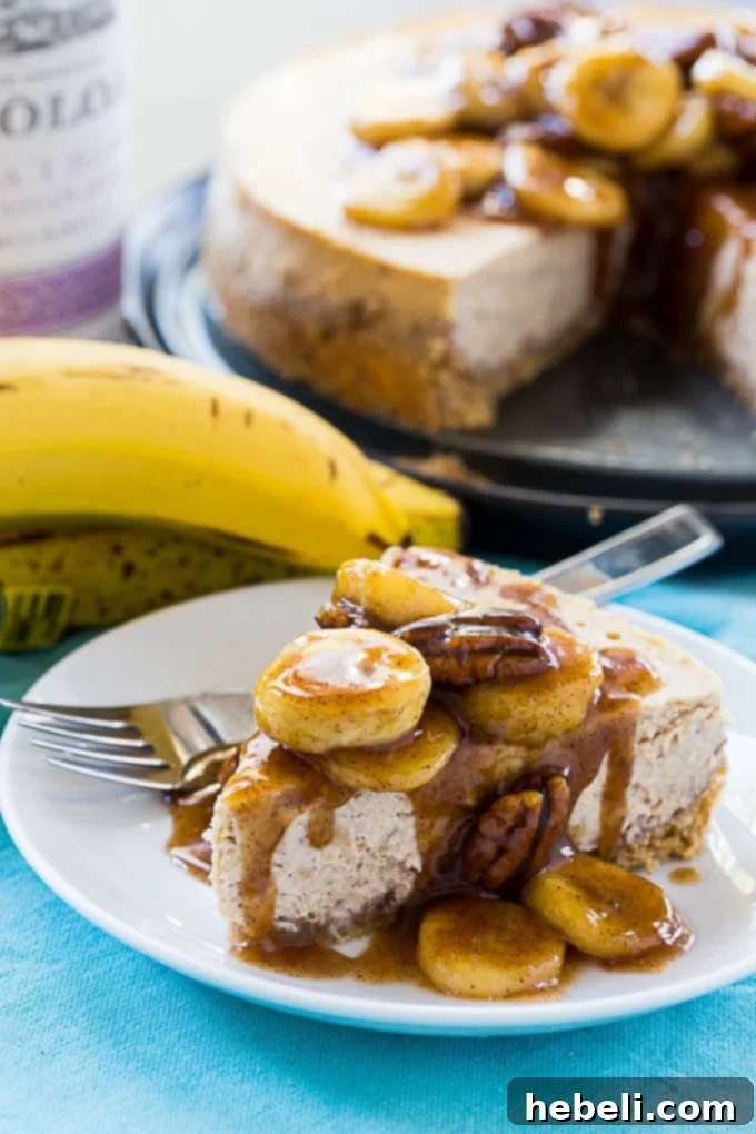Decadent Bananas Foster Cheesecake 4 Homemade Bananas Foster Cheesecake, a delicious rum-infused dessert.