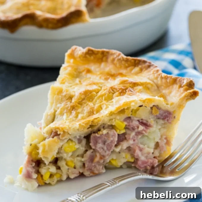 Classic Ham Pot Pie with a golden crust, ready to be served
