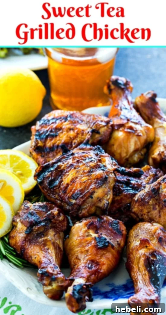 Sweet Tea Grilled Chicken close-up on a plate