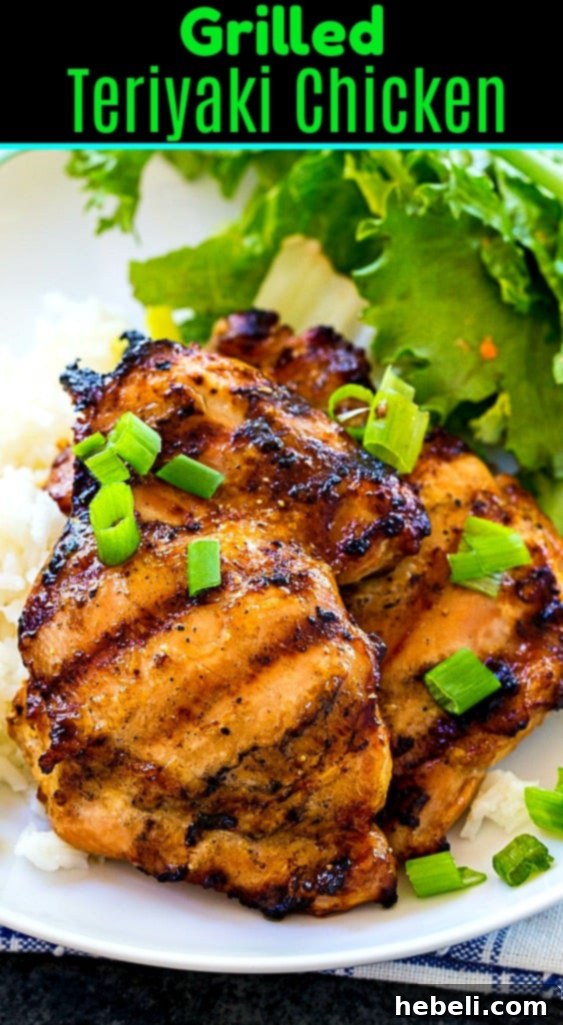 Close-up of grilled teriyaki chicken, showing juicy interior