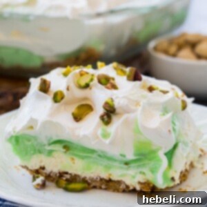 Pistachio Lush dessert close-up, showing creamy texture and green color