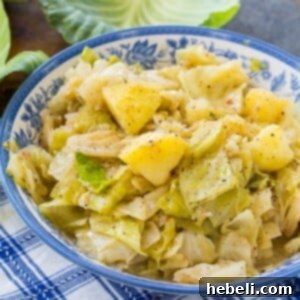 Smothered Cabbage and Potatoes ready to serve