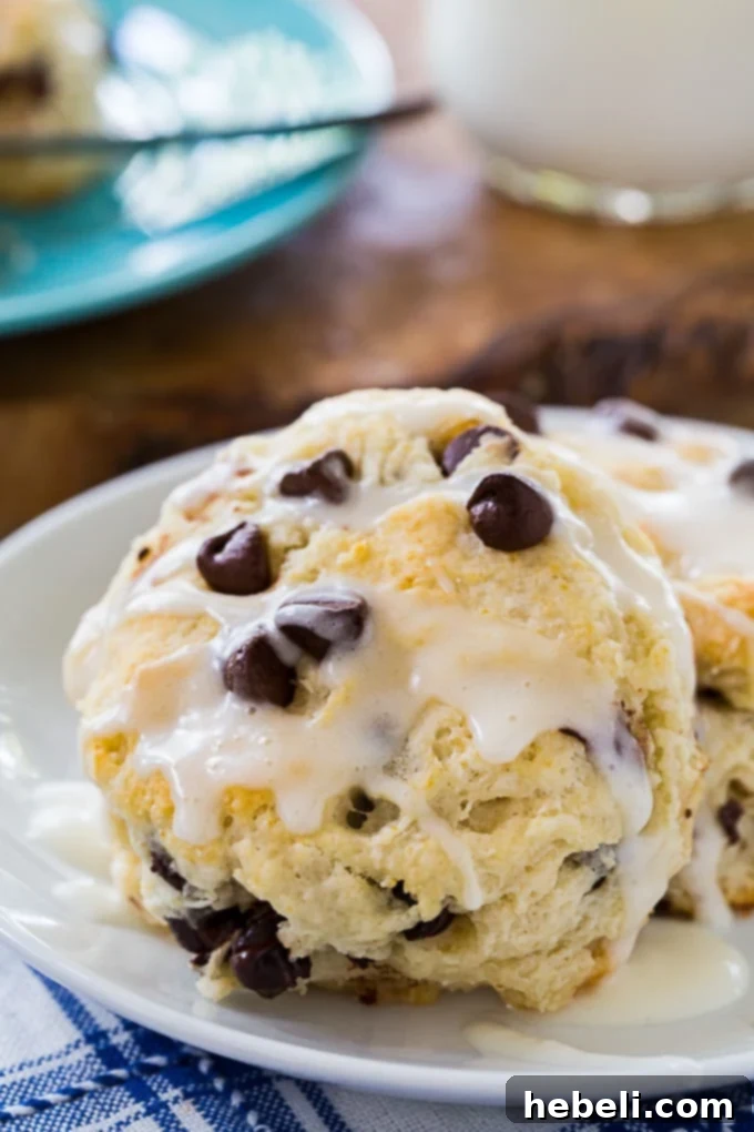 Irresistible Choc-Chip Delights 5 A close-up of a perfectly baked chocolate chip biscuit, golden brown and ready for glaze.